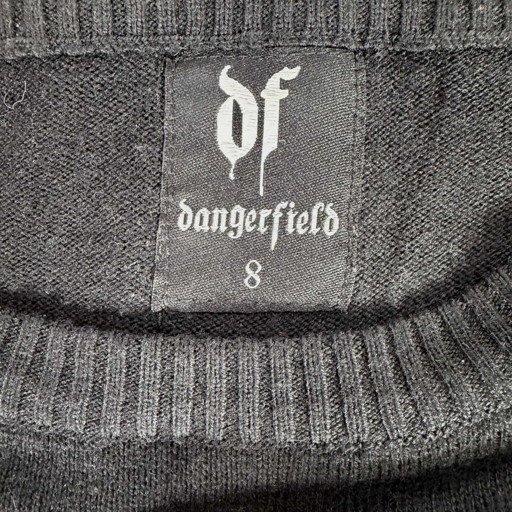 Dangerfield Lightning Bolt Sweater Black Size 8 US 4 XS Angora Blend Goth Punk - Picture 4 of 7